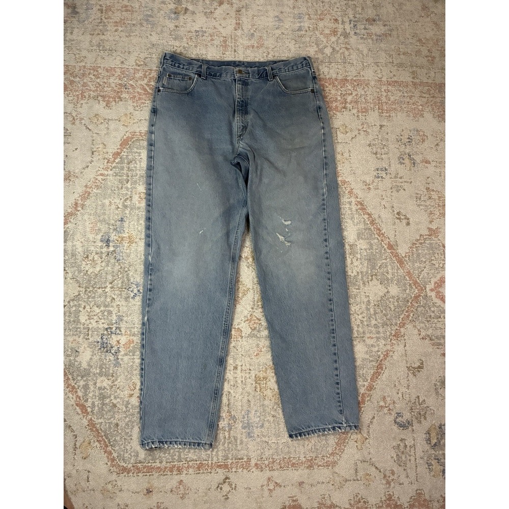 Carhartt B17 DST Mens Relaxed Fit Jeans 42x36 Blue Denim Workwear Faded Gorpcore